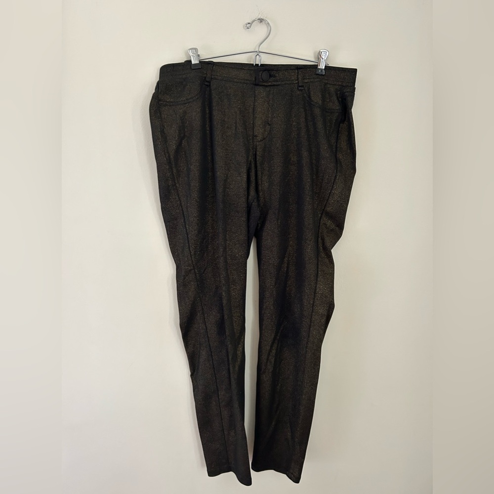 Lane Bryant Black and Gold Sparkle Ponte Pants (16)